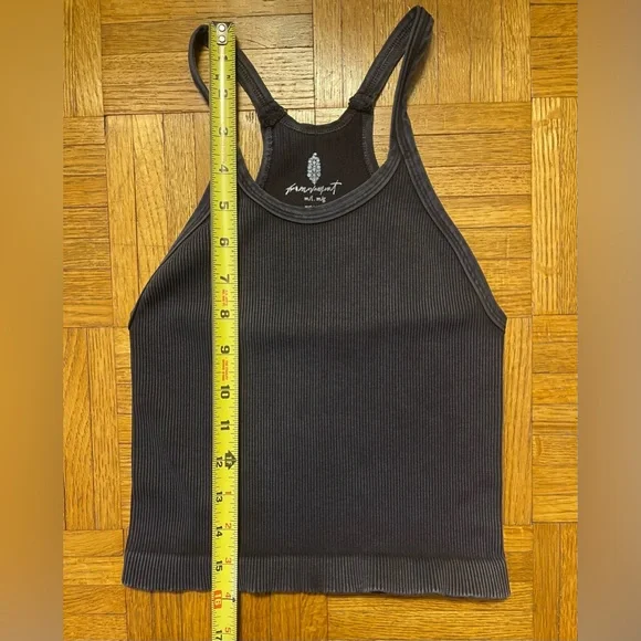 NWOT Free People Happiness Runs Long Crop Top Washed Black Size XS/S $40 - Picture 9 of 10